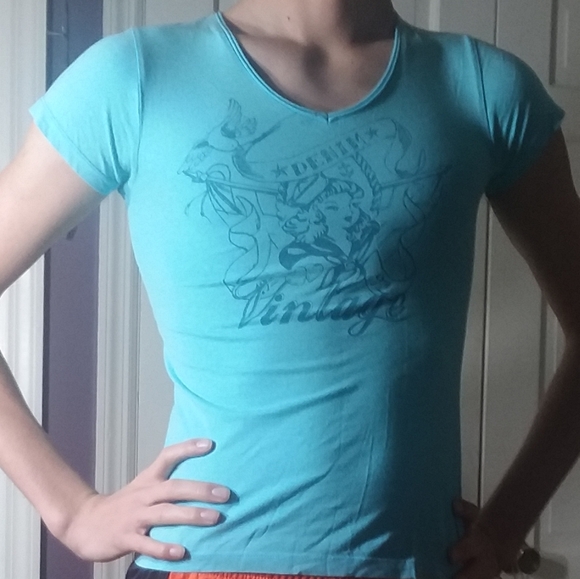 Blue with Front Print T-Shirt - Picture 1 of 3